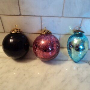 Kugel glass ornaments~ lot of 3
